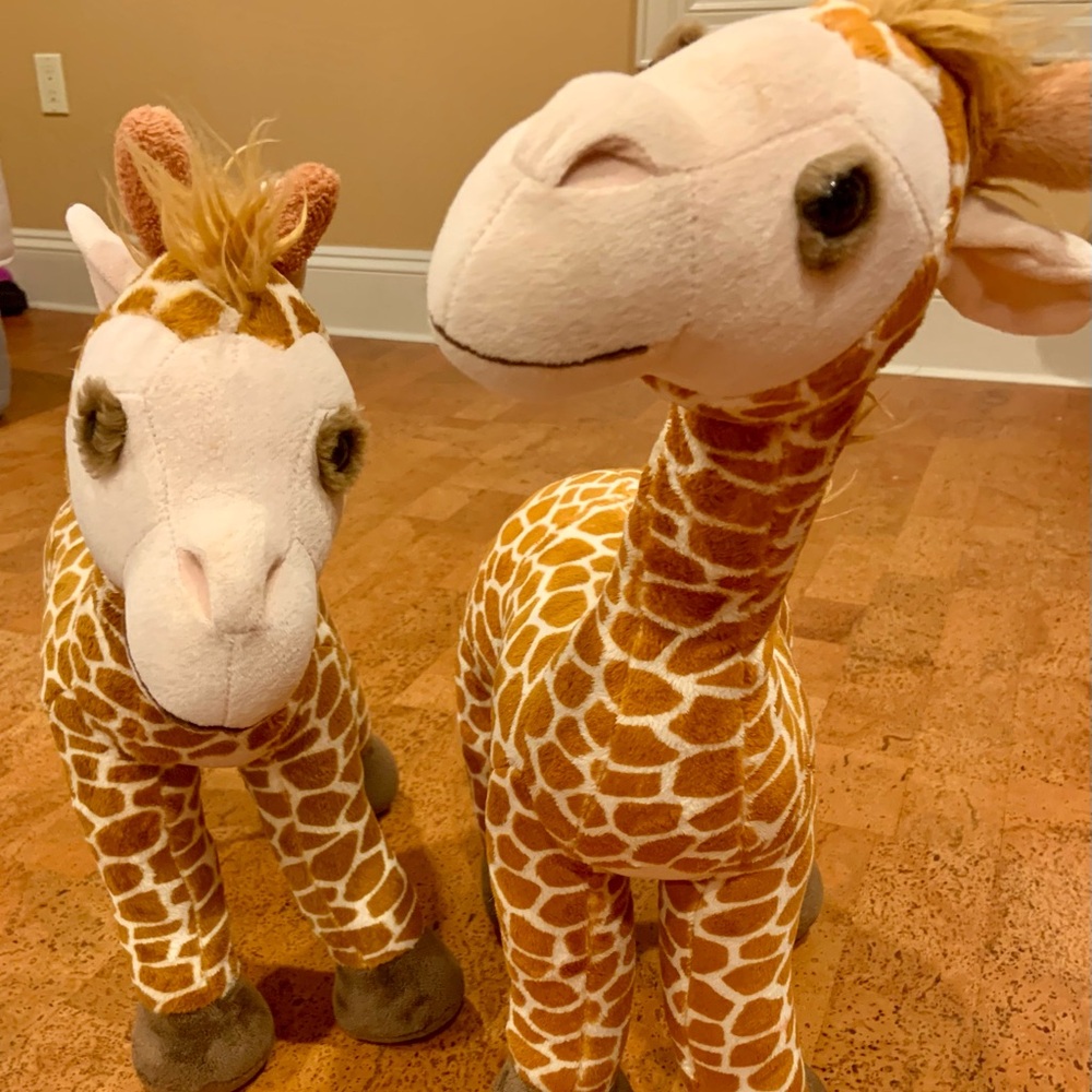 Plush Giraffe Toy Set - Brown and White